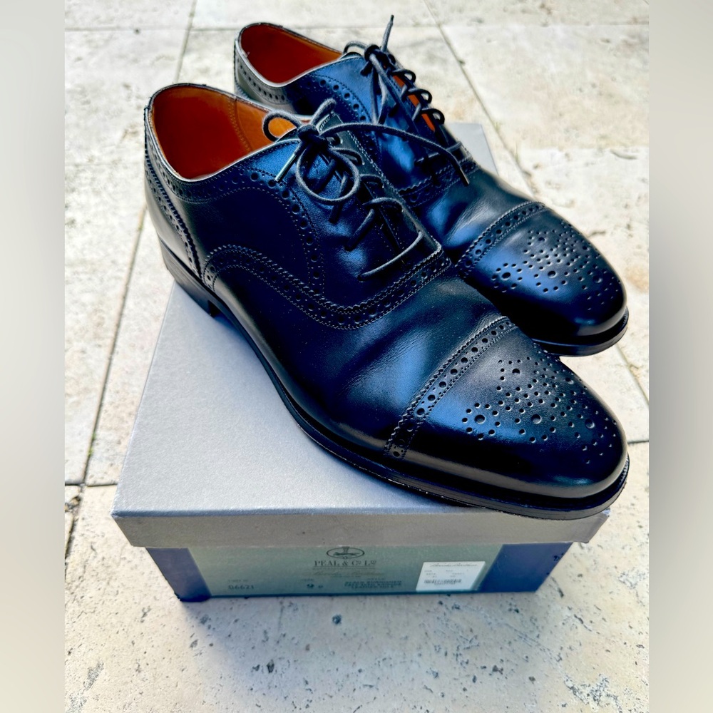 Peal & Co Brooks Brothers Black Leather Oxford Shoes. Size 9D